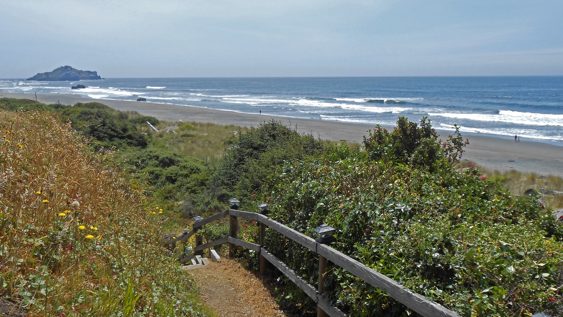 Stairway to the beach with ocean views